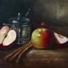 "Pewter Sugar Bowl with Apples" 8X10